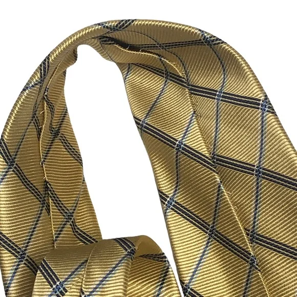 Chaps Yellow and Blues Plaid Silk Tie - Picture 10 of 15